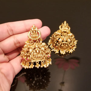 Antique South Indian Earring With Matte Gold Plating
