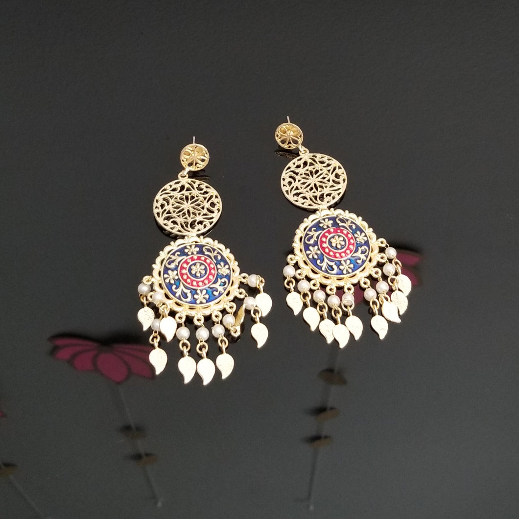 Indo Western Long Earrings With Gold Finish