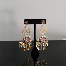 Load image into Gallery viewer, Indo Western Long Earrings With Gold Finish