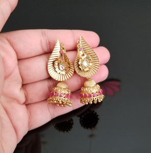 Reserved For Sowjanya Fusion Jhumkas With Matt Gold Finish