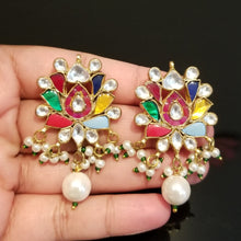 Load image into Gallery viewer, Reserved For Kanchana Multi Color Kundan Lotus Earrings