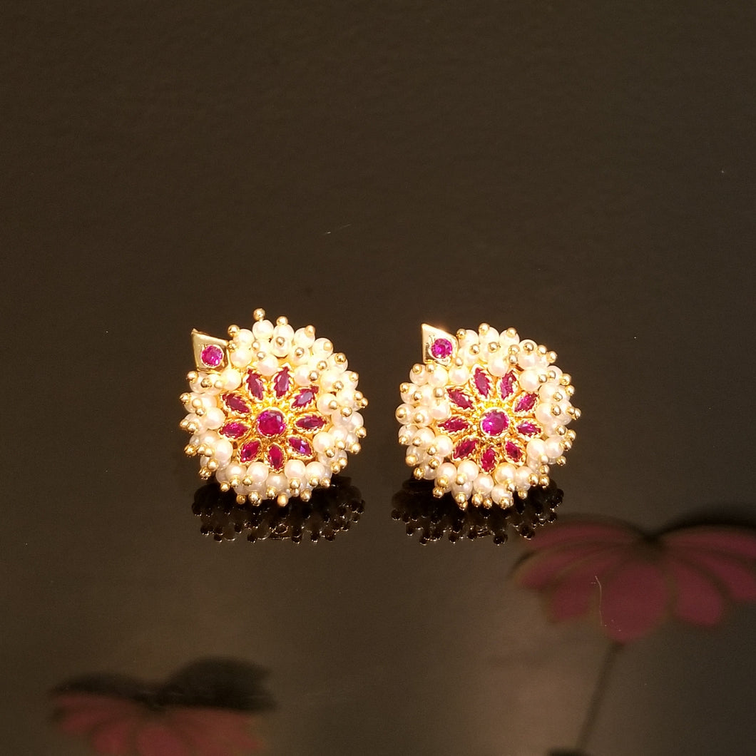 Reserved For Radhika J Clustered Pearl Gold Finish Studs