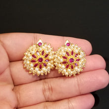 Load image into Gallery viewer, Reserved For Radhika J Clustered Pearl Gold Finish Studs