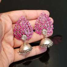 Load image into Gallery viewer, Reserved For Sadhana White Polish German Silver Jhumkas