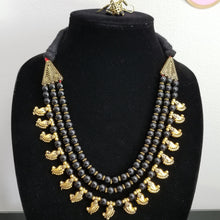 Load image into Gallery viewer, Reserved For Sindhura TadisettyThree Layer Bead Maala With Hook Earrings