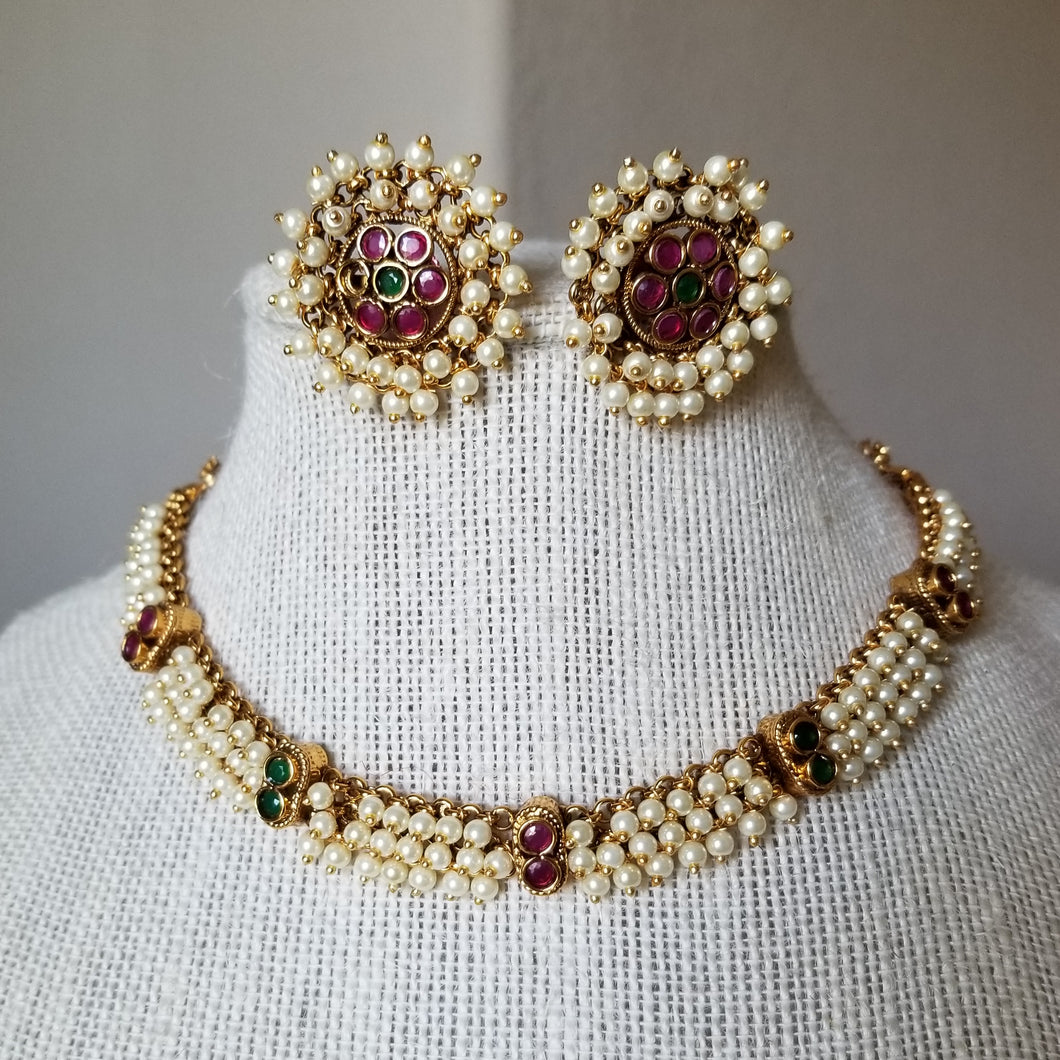 Reserved For Nikita V and Srija Chowdary Antique Choker Necklace With Gold Plating