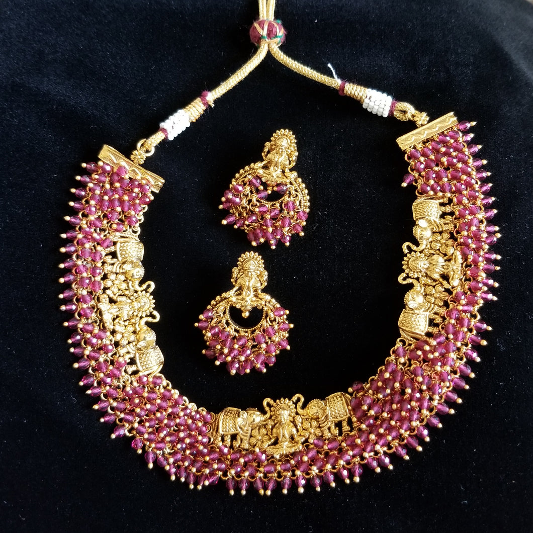 Reserved For Hrushmita Antique Temple Necklace With Matte Gold Plating
