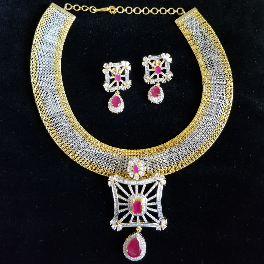 Reserved For Eesha CZ Classic Necklace With 2 Tone Plating
