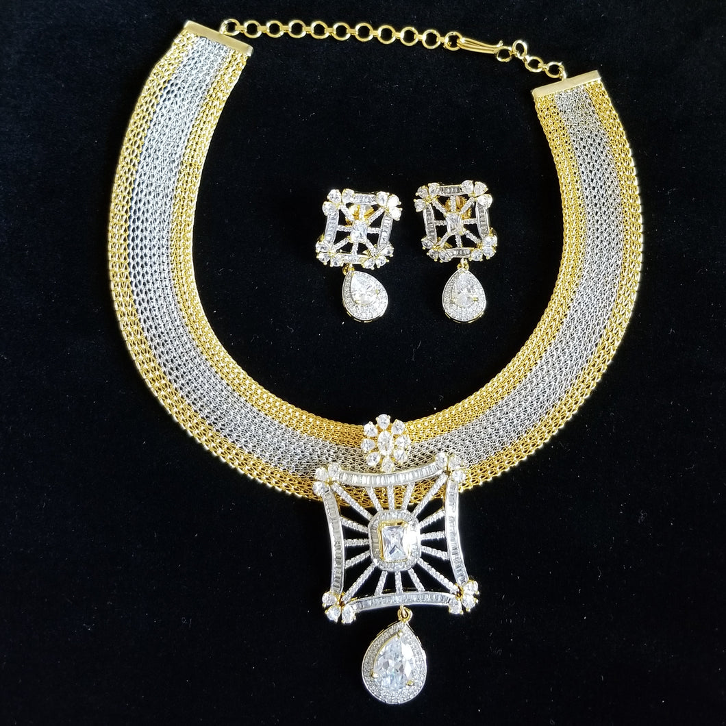 Reserved For Kalyani V CZ Classic Necklace With 2 Tone Plating