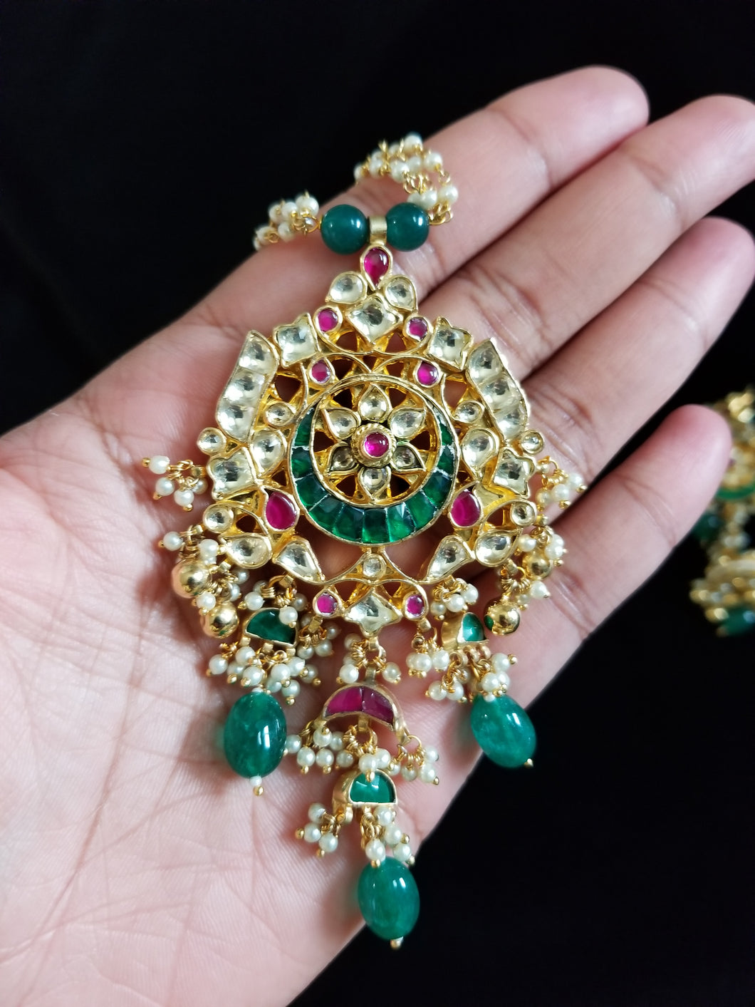 Pachi Kundan Pearl Necklace Set With Gold Plating