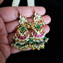 Load image into Gallery viewer, Reserved For Manasa Pachi Kundan Necklace Set With Gold Plating