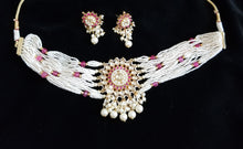 Load image into Gallery viewer, Reserved For Aparna B Pachi Kundan Choker Set With Gold Plating