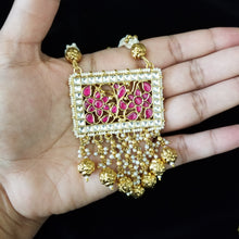 Load image into Gallery viewer, Reserved For Aparna Mid Length Pachi Kundan Pearl Maala With Gold Plating