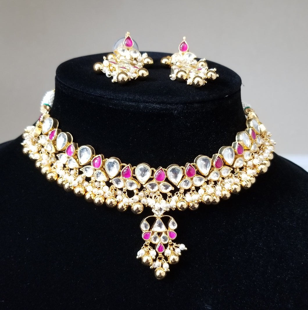 Pachi Kundan NecklaceSet With Gold Plating