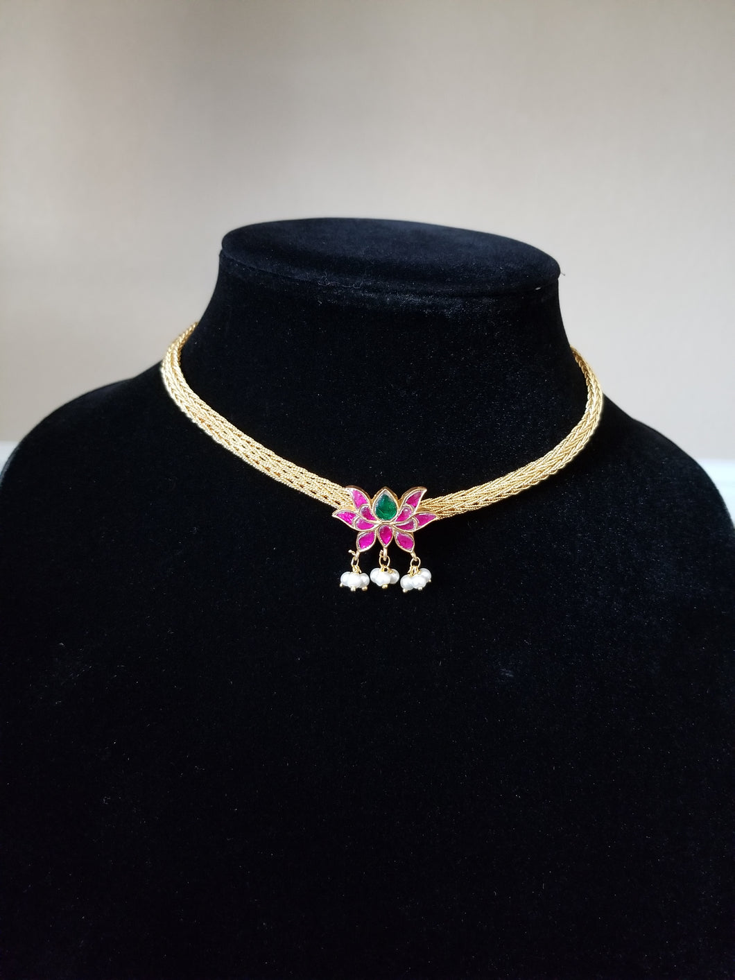Reserved For Sanjana and Seeta R Lotus Pendant Patti Chain