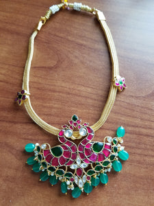 Reserved For Suneetha Peacock Kundan Necklace With Gold Plating