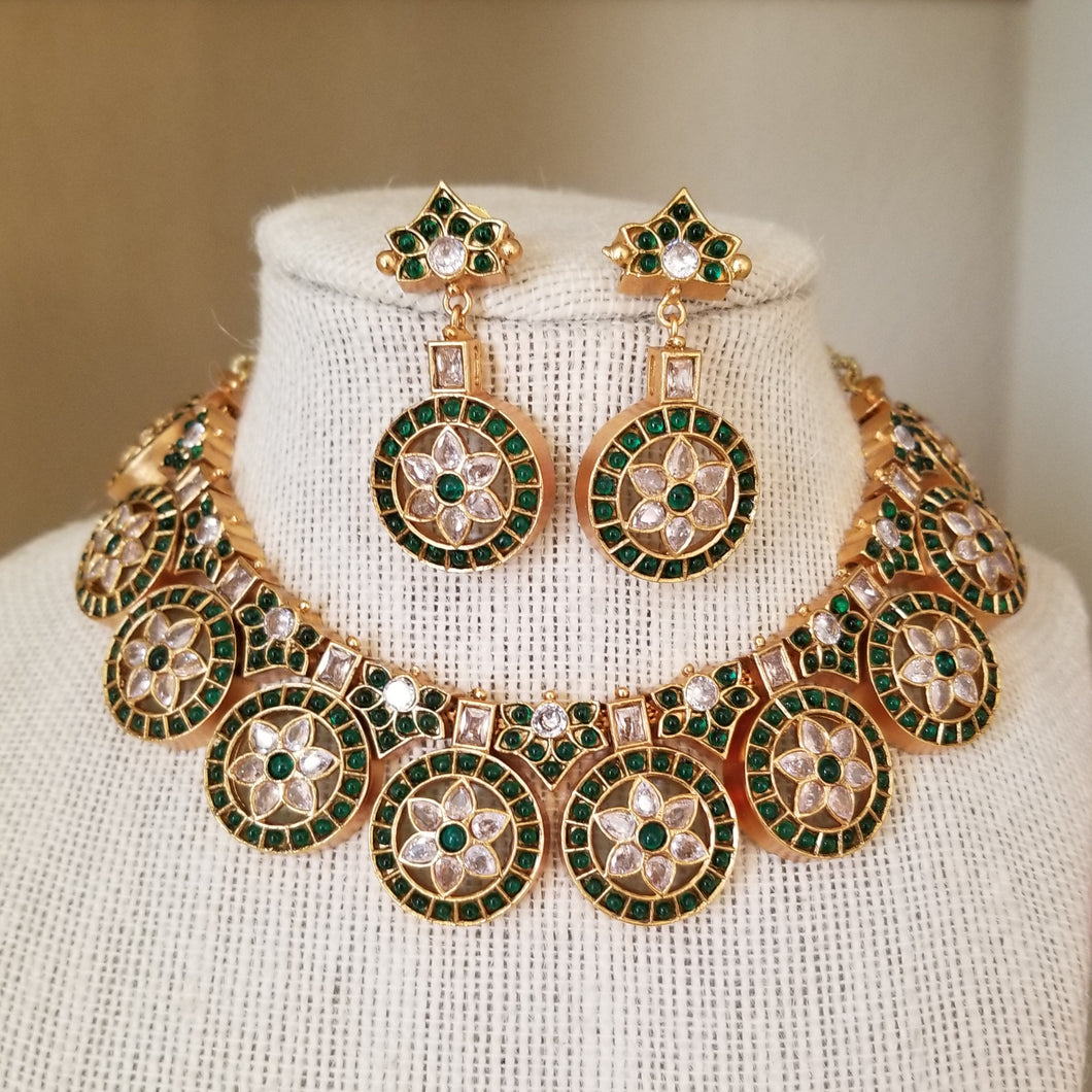 Traditional South Indian Necklace Set With Gold Finish