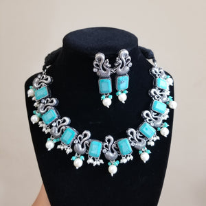 Indo Western Trendy Necklace With Oxidised Plating