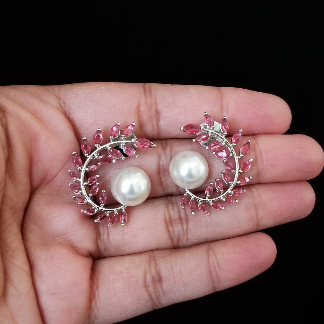 Sampada Cz Chand Earring With Rhodium Plating FB 51