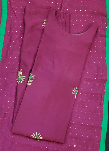 Wine - Green Kurti Set KT 1