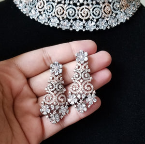Sanjana Cz Mukut Necklace With Black Rose Plating GL54