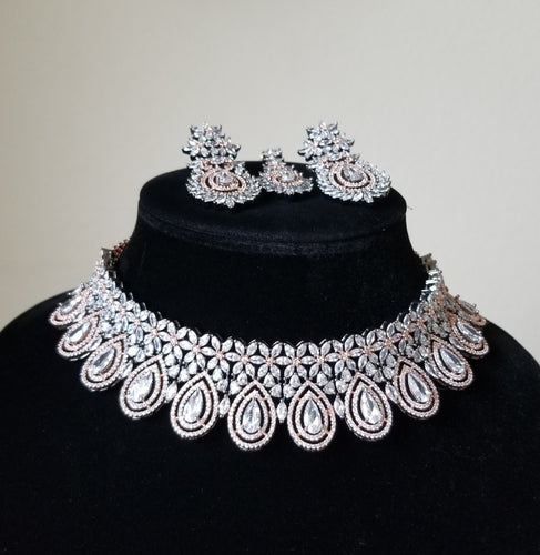 Cz Choker Necklace With Black Rose Plating GL50 Vic-RG