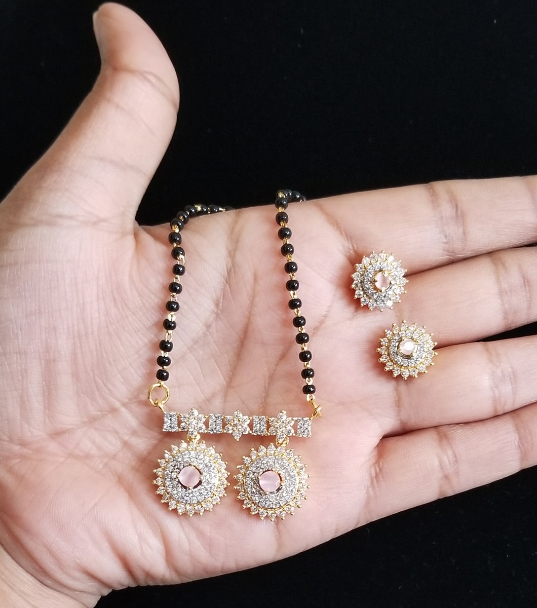 Sowmya Chinnari Cz Classic Mangalsutra With 2 Tone Plating SR44 Pink