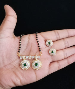 Cz Classic Mangalsutra With 2 Tone Plating SR44 Green