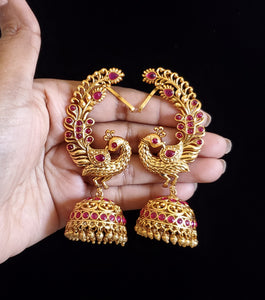 Antique South Indian Earring With Matte Gold Plating HL17 Ruby