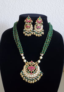 Pachi Kundan Green Mani Necklace Set GG53