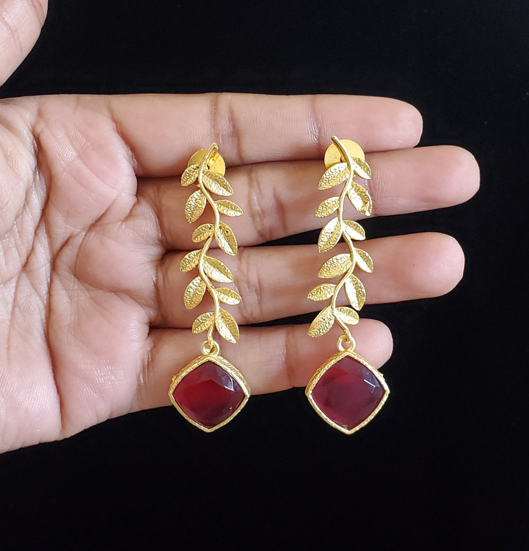 Indo Western Trendy Earring With Gold Plating Ruby