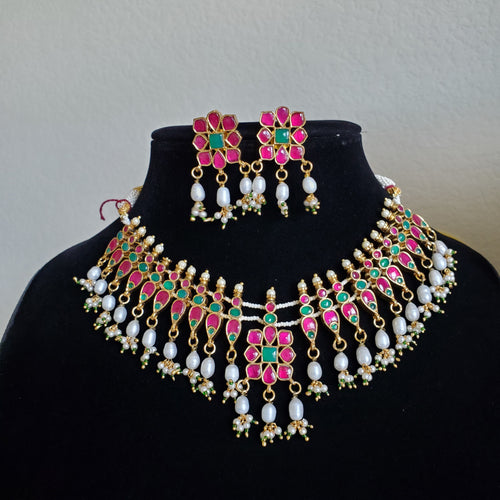 Pachi Kundan Necklace Set With Gold Plating IL 26
