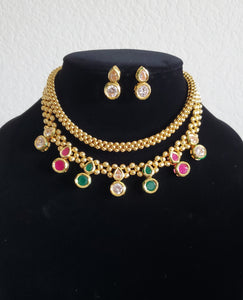 Antique Mala Pendant Set With Gold Plating NV2