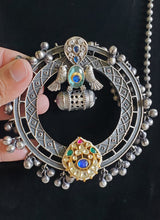 Load image into Gallery viewer, Fusion Style Pachi Kundan Over Sized Pendant Set With Oxidised Polish Multi M79