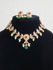 Pachi Kundan Necklace Set With Gold Plating B15