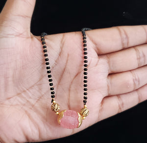 Simple Black Bead Chain A79 Pink