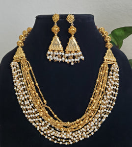 Pearl and Gold Beads Layer Maala Set A82