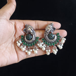 Temple Earring With Oxidised Plating