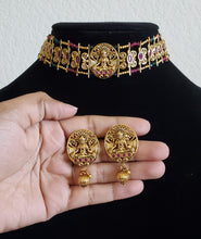 Load image into Gallery viewer, Silpa Antique Peacock Necklace With Gold Plating