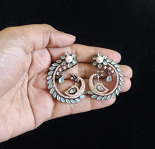 Load image into Gallery viewer, Cz Peacock Earring With Black Rose Plating