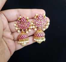 Load image into Gallery viewer, Anu Ch Cz South Indian Earring With Gold Plating Hall