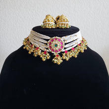 Load image into Gallery viewer, Pachi Kundan Necklace Set With Gold Plating
