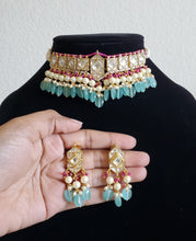 Load image into Gallery viewer, Anusha Kothapalli Pachi Kundan Necklace Set With Gold Plating