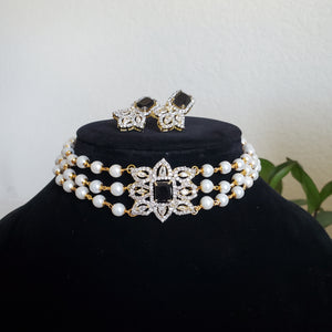 CZ Pendant Pearl Choker Set