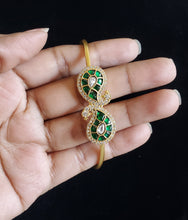Load image into Gallery viewer, Jadau Peacock Kada With Gold Finish