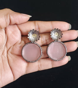 Indo Western Stone Earring With 2 Tone Plating