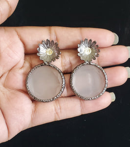 Indo Western Stone Earring With 2 Tone Plating
