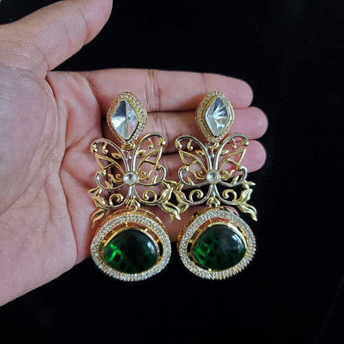 Kundan Long Earring With 2 Tone Plating Hall
