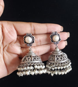 Jhumki With Oxidied Plating