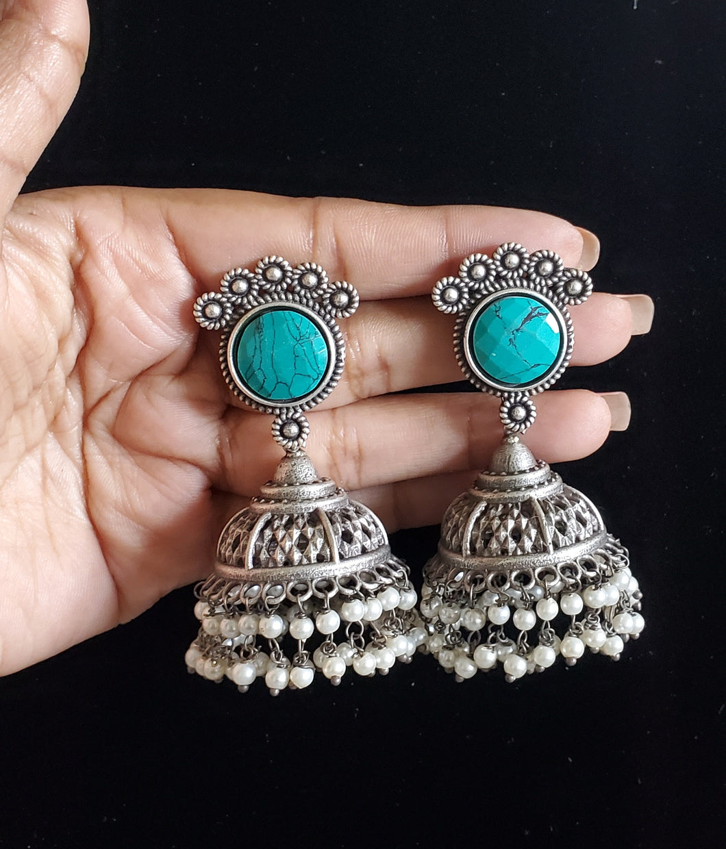 Jhumki With Oxidied Plating